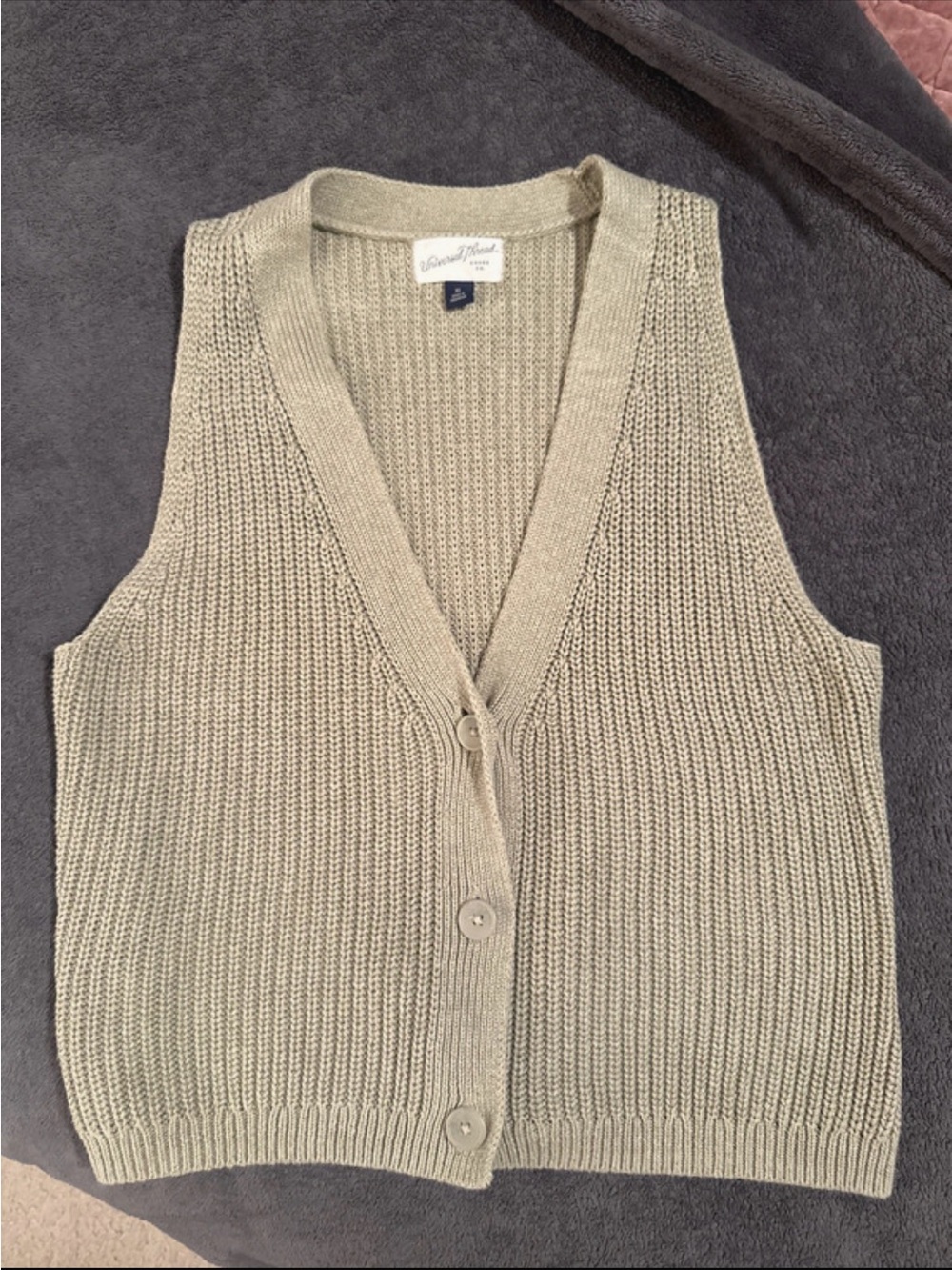 Universal Thread khaki Green Knit Button-Front Vest
